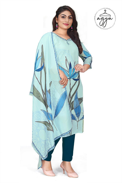 AGYA Serene Bloom Muslin Kurti Set